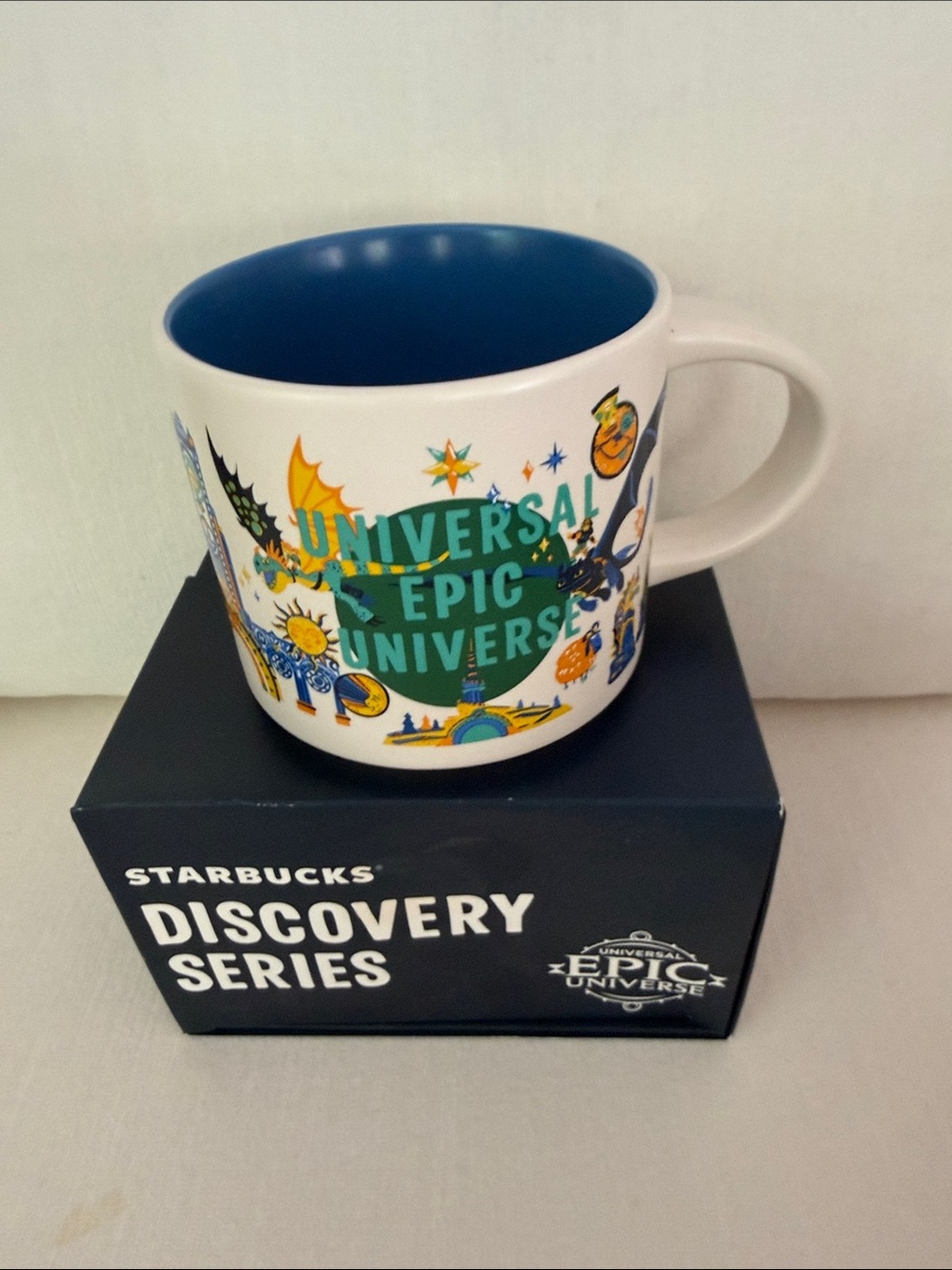 Starbucks Universal Epic Universe Collector Mug - White & Blue